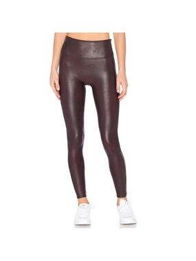 Spanx Wine High-Waist Faux-Leather Leggings